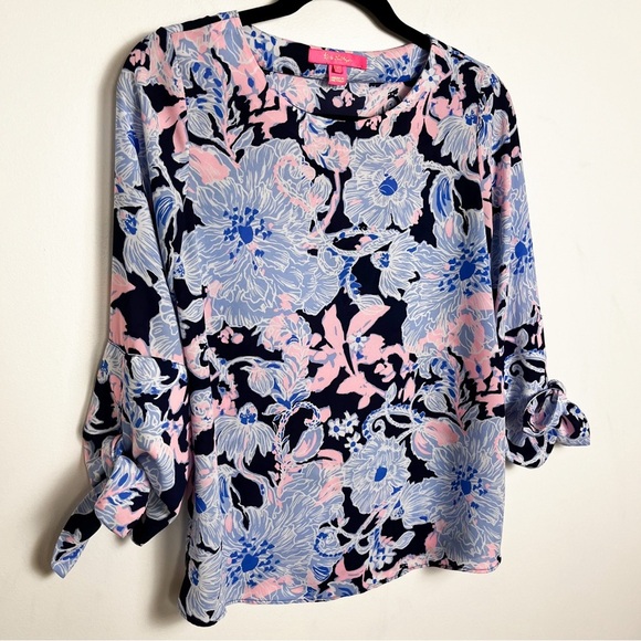Lilly Pulitzer Langston Top XXS Amore Please Pink Purple Floral - Picture 2 of 8